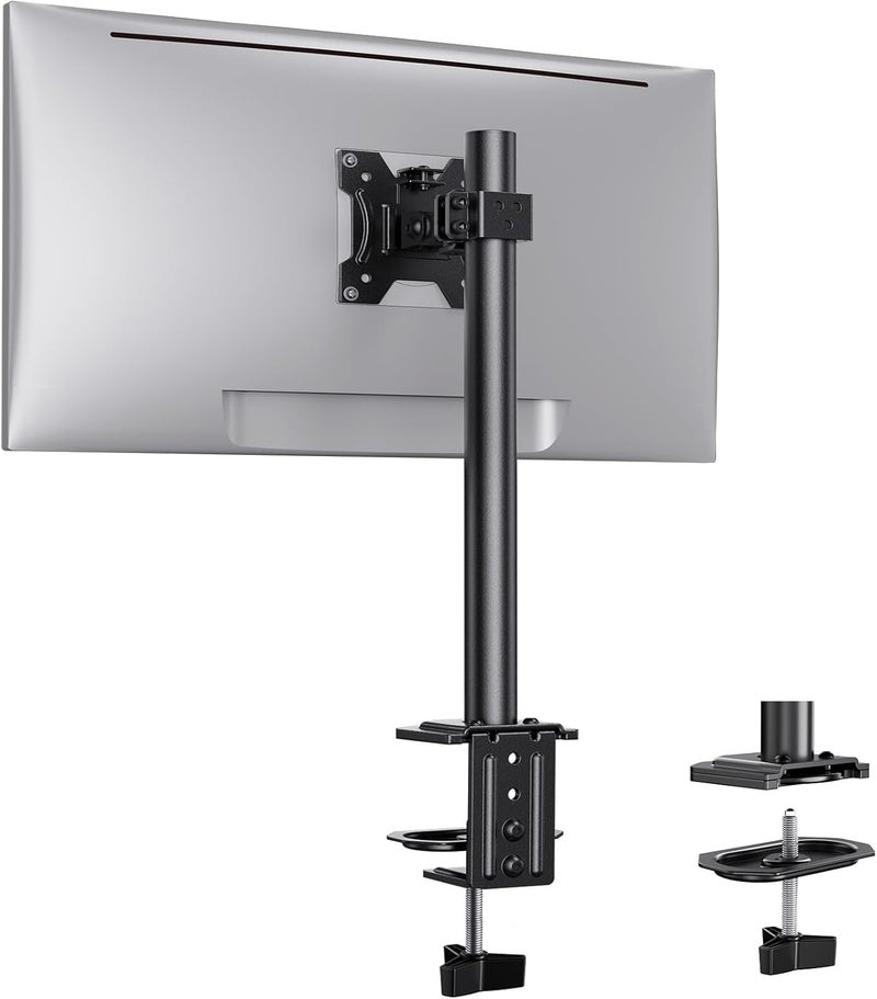 Ergear Monitor Mount for Most 13-32" Computer Screens up to 17.6lbs, Improved LCD LED Monitor Riser, Adjustable Height and Angle, Single Gaming Desk Mount Stand, Black, EGCM12 - Image 1
